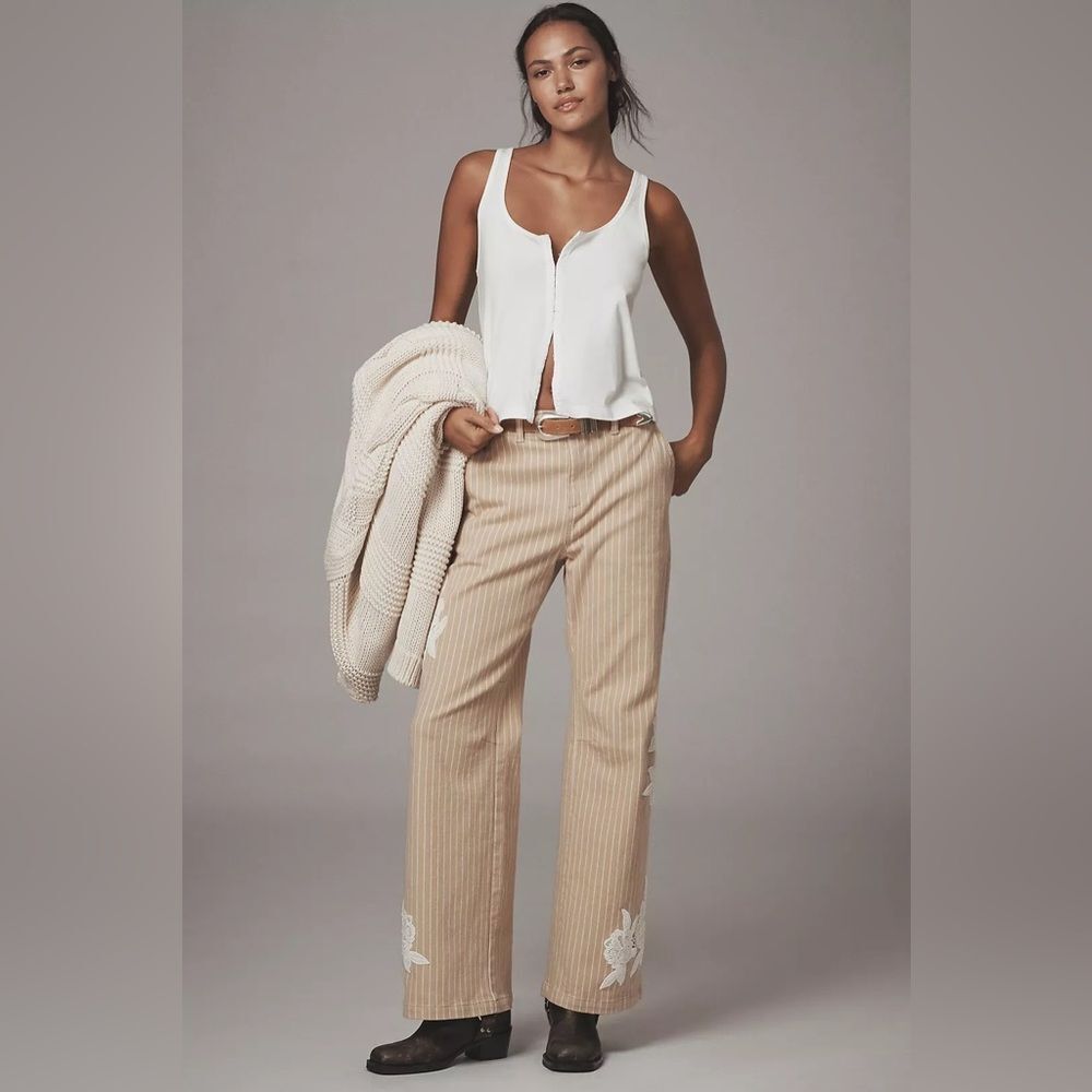 Anthropologie lace and Striped  Pants 12